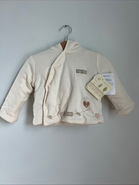 Natures Purest | Cream Hooded Baby Puffer Coat Heart Embroidery NWT Size 3-6M